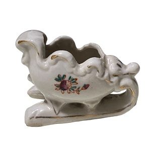 Vintage Japan Porcelain Sleigh Sled with Handpainted Flowers